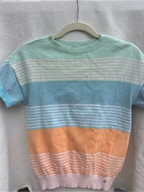 Kids Pastel Stripe Knit Tee in Mint, Light Blue, Peach and Pale Pink by Nono.eu